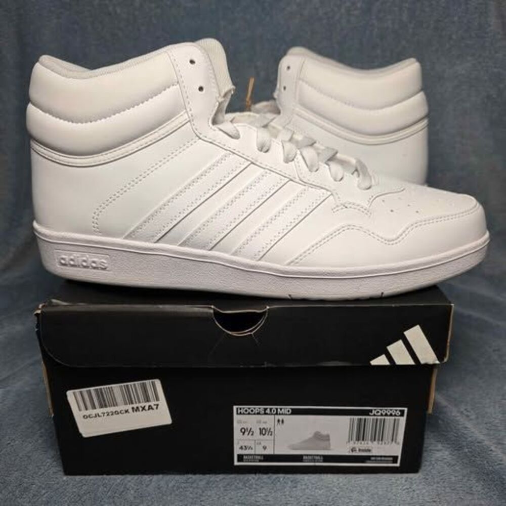 Adidas Hoops 4.0 Mid White Sneakers Men's 9.5 / Women's 10.5